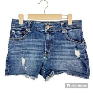 2/$25 Maurices High Rise Festival Dark Blue Cut Off Distressed Denim Jean Shorts